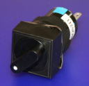 16mm SQUARE SELECTOR SWITCH, KNOB BLACK, 2-POS MAINTAINED 1NO/1NC