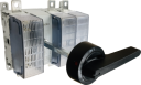 GHISALBA FUSE SWITCH 3 POLE (DIN NH1) 250A (AC-22) - c/w BLACK HANDLE, EXT SHAFT &  FUSE COVERS