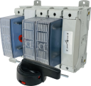 GHISALBA FUSE SWITCH 4 POLE (DIN NH00) 80A (AC-22) - c/w BLACK HANDLE, EXT SHAFT & FUSE COVERS