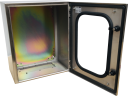 CVS SS304 ENCLOSURE 500H x 400W x 350D, 1-DOOR TRANSPARENT c/w GEAR PLATE (no brackets)