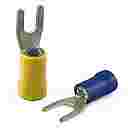 DENKER FORK DOUBLE GRIP TERMINAL 5MM STUD 2.5MM2 INSUL BLUE 100/BAG