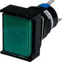 16mm RECT ILLUM PUSHBUTTON GREEN 12VAC/DC MOMENTARY 1NO/1NC SOLDER TAG