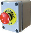 EMERGENCY STOP PUSHBUTTON STATION, 110x80x65mm DEEP IP40