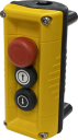 TER VICTOR CONTROL STN YELLOW 3 HOLE - 1 x 1NO UP ARROW + 1NO DOWN ARROW BUTTONS + E/STOP 1NC