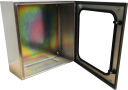 CVS SS304 ENCLOSURE 600H x 600W x 200D, 1-DOOR TRANSPARENT c/w GEAR PLATE (no brackets)