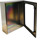 CVS SS316 ENCLOSURE 800H x 600W x 200D, 1-DOOR TRANSPARENT c/w GEAR PLATE (no brackets)