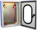 CVS METAL ENCLOSURE 400H x 300W x 150D, 1-DOOR TRANSPARENT c/w GEAR PLATE & WALL BRACKETS