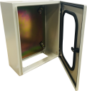 CVS METAL ENCLOSURE 500H x 400W x 150D, 1-DOOR TRANSPARENT c/w GEAR PLATE & WALL BRACKETS