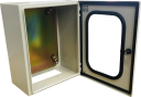 CVS METAL ENCLOSURE 500H x 400W x 250D, 1-DOOR TRANSPARENT c/w GEAR PLATE & WALL BRACKETS