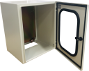 CVS METAL ENCLOSURE 500H x 400W x 350D, 1-DOOR TRANSPARENT c/w GEAR PLATE & WALL BRACKETS