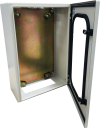 CVS METAL ENCLOSURE 600H x 400W x 300D, 1-DOOR TRANSPARENT c/w GEAR PLATE & WALL BRACKETS