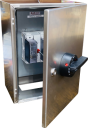 GHISALBA FUSE SWITCH 3 POLE 125A IN 304 STAINLESS ENCLOSURE W/INTERLOCK HANDLE