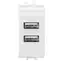 GEWISS CHORUS, DOUBLE USB POWER SOCKETS 100/240V 50/60Hz, Output 5VDC 2.1A, A-TYPE, 1M WHITE