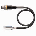 TURCK CORDSET FEMALE M12 STRAIGHT 4 POLE, 5m CABLE PUR BLACK