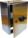 *OBS* GHISALBA LOAD BREAK SWITCH 3 POLE 160A IN 304 STAINLESS STEEL ENCLOSURE IP65 W/ BLACK INTERLOCK HANDLE