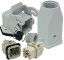 ILME KITSET SIZE 21.21 A 4P+E 10A STR HOOD M20 SEMI GLAND 90° BULKHEAD HOUSING 1 LEVER PLASTIC