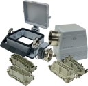 ILME KITSET SIZE 77.62 32B 32P+E 16A 90° HOOD M40 SEMI GLAND, BULKHEAD HOUSING W/COVER 1 LEVER METAL