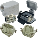ILME KITSET SIZE 44.27 6B 6P+E 16A 90° HOOD M25 COMPLETE GLAND, BULKHEAD HOUSING W/COVER 1 LEVER METAL