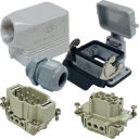 ILME KITSET SIZE 44.27 6B 6P+E 16A 90° HOOD M25 PLASTIC COMPLETE GLAND, BULKHEAD HOUSING W/COVER 1 LEVER