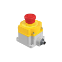 BANNER Illuminated E-Stop, Flush Mounting 40mm Push Button, IP65, Green/Red Flashing, 2 N/C Safety Contacts, Siemens ET200Pro, M12 5-pin