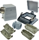 ILME KITSET SIZE 77.62 32B 32P+E 16A 90° HOOD M40 PLASTIC COMPLETE GLAND, BULKHEAD HOUSING W/COVER 1 LEVER