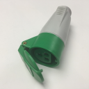 GEWISS IEC309 BTS STR CONNECTOR IP44 32AMPS GREEN 20-25VAC/40-50VAC 100-200Hz 3P 4H