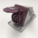 GEWISS IEC309 BTS 90° SOCKET SURFACE MTG IP44 32AMPS VIOLET 20-25VAC 50-60Hz 3P (no H)