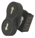 GHISALBA 22mm IP66 DOUBLE PUSHBUTTON BLACK UP/DOWN ARROWS