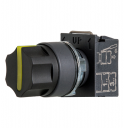 GHISALBA 22mm IP66 3 POS ILLUM SEL SWITCH MAINT ALL, YELLOW IND KNOB, CAM O