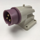 GEWISS IEC309 BTS 90° INLET SURFACE MTG IP44 16AMPS VIOLET 20-25VAC 50-60Hz 3P (no H)