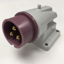 GEWISS IEC309 BTS 90° INLET SURFACE MTG IP44 32AMPS VIOLET 20-25VAC 50-60Hz 3P (no H)