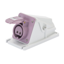 GEWISS IEC309 BTS 90° SOCKET SURFACE MTG IP44 32AMPS VIOLET 20-25VAC 50-60Hz 2P (no H)