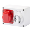 GEWISS IEC309 44IB SWSKT HORIZ IP44 RED 415V 6H 16AMPS 3P+E W/BASE