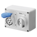 GEWISS IEC309 44IB SWSKT HORIZ IP44 BLU 230V 6H 32AMPS 2P+E W/BASE