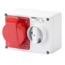 GEWISS IEC309 44IB SWSKT HORIZ IP44 RED 415V 6H 32AMPS 3P+E W/BASE