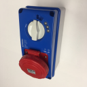 GEWISS IEC309 67IB SWSKT VERT IP67 RED 415V 6H 16AMPS 3P+N+Ewith MCB 6kA C CURVE W/BASE