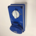 GEWISS IEC309 67IB SWSKT VERT IP67 BLU 230V 6H 32AMPS 2P+E with MCB 6kA C CURVE W/BASE