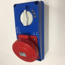 GEWISS IEC309 67IB SWSKT VERT IP67 RED 415V 6H 32AMPS 3P+E with MCB 6kA C CURVE W/BASE