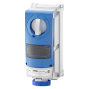 GEWISS IEC309 66IB H/DUTY SWSKT VERT + DIN IP66 BLU 230V 6H 16AMPS 2P+E W/BASE