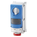 GEWISS IEC309 66IB H/DUTY SWSKT VERT + DIN IP66 RED 380-440V 3H 32AMPS 3P+E W/BASE ***REEFER***