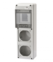 GEWISS 68QDIN-5 MODULAR BD IP65 - 2x 16A SKT FLANGES 337x105x96mm