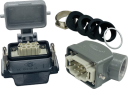 WESTEC COMPLETE SET, 6B 6P+E 16A - 90° HOOD M25 GLAND, BULKHEAD HOUSING w/COVER 1 LEVER, METAL