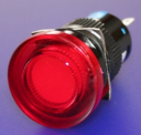 16mm MUSHROOM BUTTON RED, 23.5mm DIA, 1x C/O  MOMENTARY