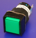 16mm SQUARE INDICATING LIGHT GREEN, 12VAC/DC LED
