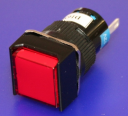 16mm SQUARE INDICATING LIGHT RED, 12VAC/DC LED