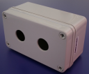 22mm PUSHBUTTON ENCLOSURE ABS IP66 2 HOLE SHALLOW 130x80x70mm DEEP