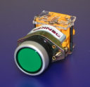 22mm PUSHBUTTON GREEN, METALIC BEZEL, 2NO MOMENTARY IP65