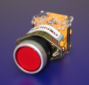 22mm PUSHBUTTON RED, METALIC BEZEL, 1NO/1NC MOMENTARY IP65