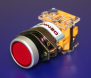 22mm PUSHBUTTON RED, METALIC BEZEL, 1NO/1NC MAINTAINED IP65