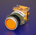 22mm PUSHBUTTON AMBER, METALIC BEZEL, 2NO MOMENTARY IP65